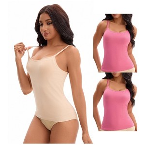 INSPIRE CHIC Women's 3-Pack Camisoles with Built-In Bras Basic Breathable Sleeveless Undershirts - 1 of 4