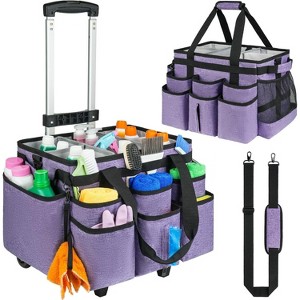 Large Rolling Cleaning Caddy Bag with Detachable Trolley, Cleaning Cart on Wheels with Shoulder Strap for Cleaning Supplies - 1 of 4