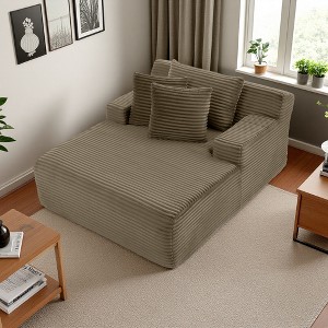 Velvet Single Lazy Sofa Lounge Chair with High-Density Foam & Fluffy Comfort - 1 of 4