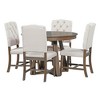 CAVINAS Round Dining Table Set for 4 Retro Extendable Dining Table with a 16"W Leaf, 4 Upholstered Chairs for Dining Room - 2 of 4