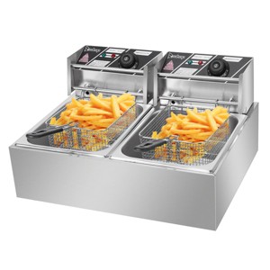 BestParts 127Qt 12L Stainless Steel Double Cylinder Electric Fryer, 5000W, 110V, US Plug - 1 of 4