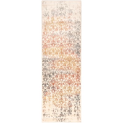Modern Distressed Damask Casual Transitional Indoor Area Rug by Blue Nile Mills