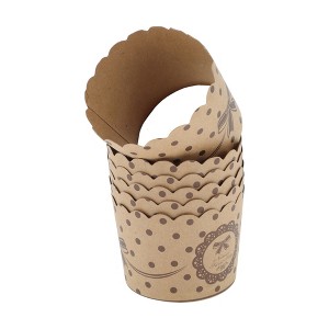 Unique Bargains Disposable Baking Cups Wood Pulp Paper PE Coating Reddish Brown Khaki 2.36"x1.77" 50 Pcs - 1 of 4