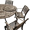 7pc Patio Dining Set with 59" Ornate Traditional Mesh Lattice Aluminum Round Table with Lazy Susan - Bronze - Oakland Living: UV-Resistant - 2 of 4
