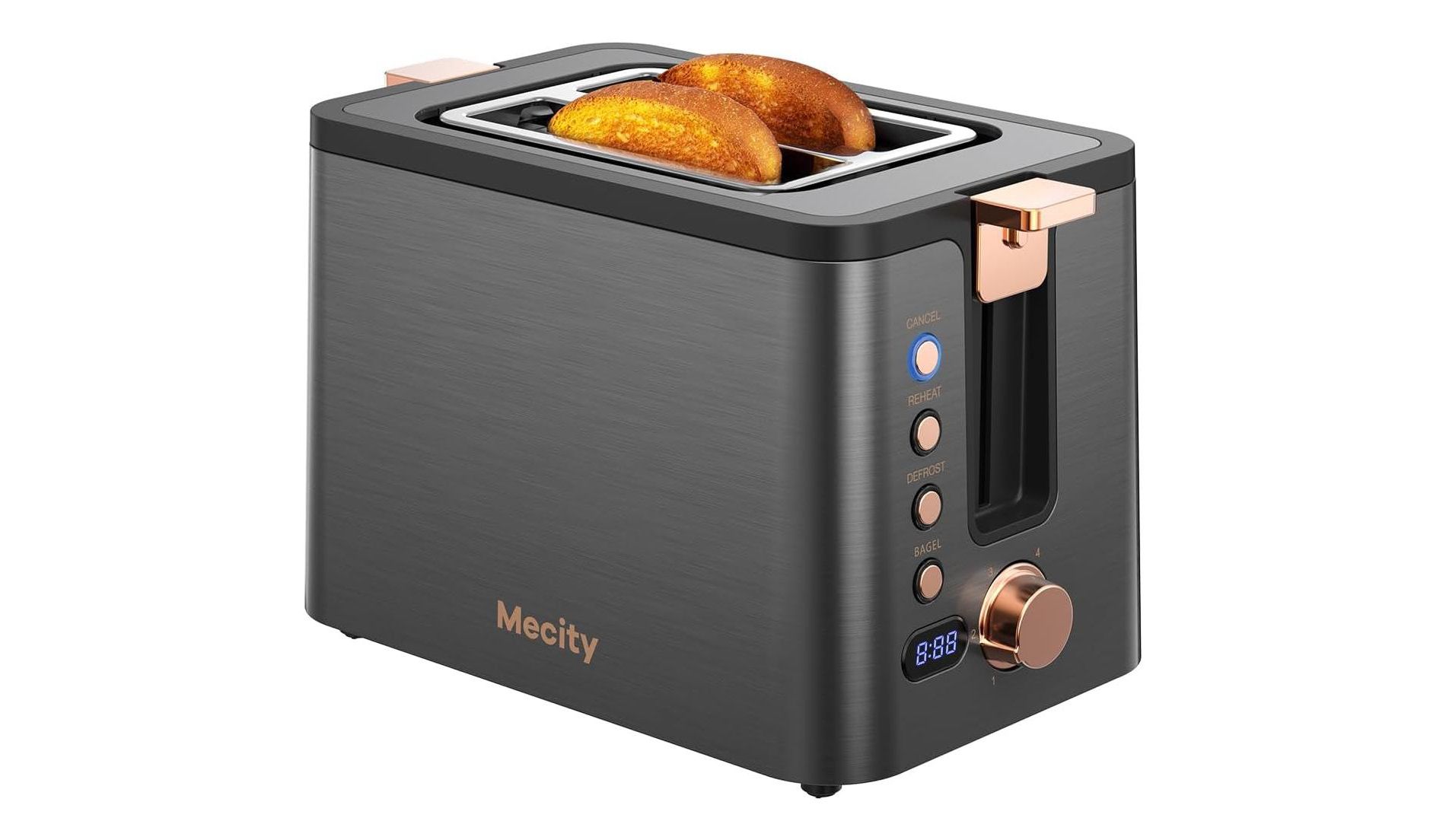 Mecity 2 Slice Toaster with Timer, Long Slots, 800W