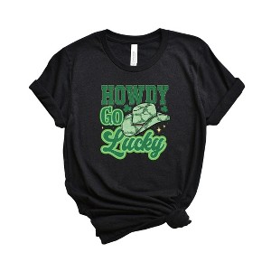 Simply Sage Market Women's Howdy Go Lucky Cowboy Hat Short Sleeve Garment Dyed Tee - 1 of 3
