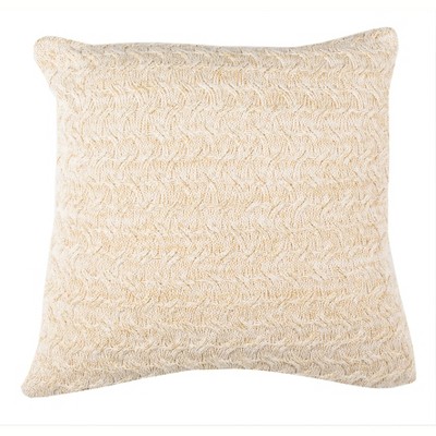 Adara Knit Pillow - Natural/Gold - 20" X 20"  - Safavieh
