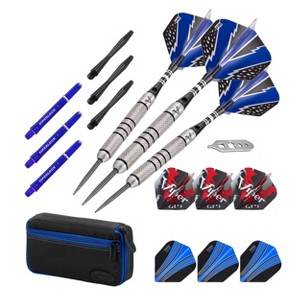Viper Cold Steel 80% Tungsten Steel Tip Darts 24 Grams, Plazma Dart Case and Blue Accessory Set - 1 of 4