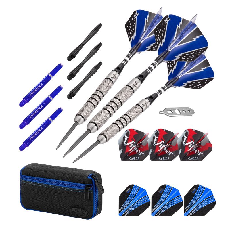 Viper Cold Steel 80% Tungsten Steel Tip Darts 24 Grams, Plazma Dart Case and Blue Accessory Set, 1 of 6