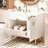 36" Modern White Bathroom Vanity with Resin Basin Sink, Storage Cabinet with Soft-Closing & Drop-Down Doors - ModernLuxe - 2 of 4