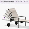 PURPLE LEAF Patio Lounge Chair Set of 3 Outdoor Chaise Lounger with Armrest Side Table and Wheels Sunbathing Tanning Recliner Including Pillows - 4 of 4
