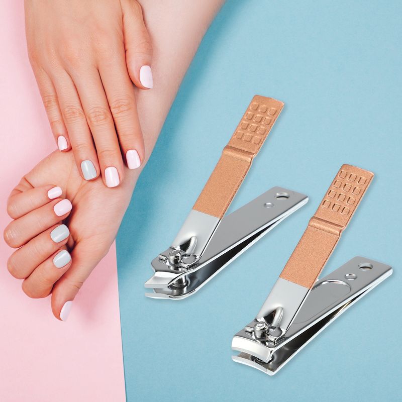 Unique BargainsStainless Steel Manicure Nail Clippers Pedicure Tools Rose Gold Tone 7 in 1 Set, 2 of 7