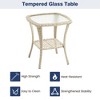 3 Piece Outdoor Patio Set - Wicker Rocking Bistro Set with 2 Swivel Chairs, Tempered Glass Top Table, Rattan Outdoor Furniture, for Porch Backyard - 3 of 4