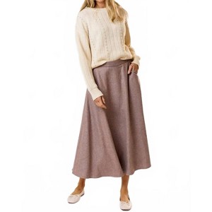 Women's Wool Flared Midi Skirt - lalavon - 1 of 4