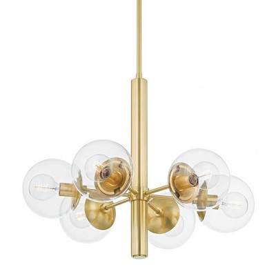 Mitzi Meadow 6 - Light Chandelier in  Aged Brass Clear Shade