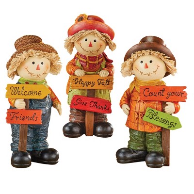 Collections Etc Hand-painted Harvest Scarecrow Figurines - Set Of 3 3.5 ...