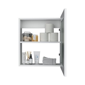 SEVOBAL Bathroom Storage Cabinets Medicine Cabinets 20.5 High with Mirror Door Spacious Storage for Bathroom, White, 24.9"*20.1"*4" - 1 of 4