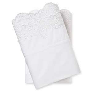Embroidered Hem Pillowcases (Standard) White - Simply Shabby Chic