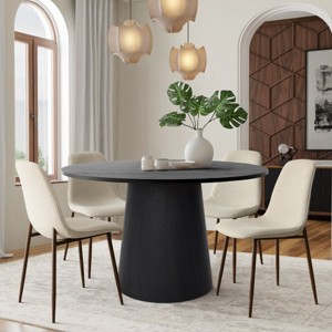 5-Piece Round Dining Table Set, 46'' Black Table with 4 Upholstered Armless Chairs, Modern Kitchen & Set, Space-Saving Furniture-Maison Boucle - 1 of 4