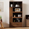 Okak Tall Cabinet, Storage Cabinet with 3 Doors and 3 Drawers, Kitchen Cabinet for Living Room, Bedroom and Office, Walnut - 2 of 4