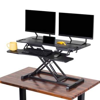 FlexPro Hero Corner Standing Desk Converter – 37.5" Height Adjustable Desk – Black – Stand Steady