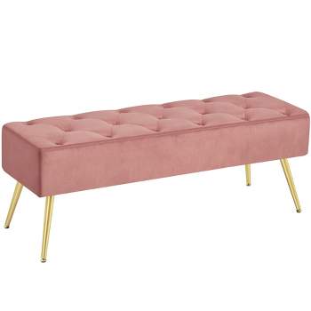 Yaheetech Modern Upholstered Button-Tufted Ottoman Footstool Bench for Bedroom