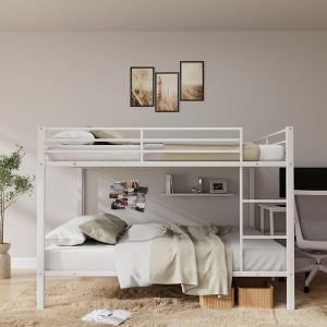 Kumasinova Bunk Bed,Low Profile Bunk Bed Frame with Ladder,High Guardrail,Twin Size Bed Frame for Kids Teens,Metal Slats Support - 1 of 4