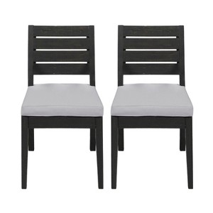 NicBex Set of 2 Outdoor Dining Chair,Modern Patio Dining Chairs with water-resistant cushions,Armless Wood Chairs Suitable for Patio,Garden,Gray/Brown - 1 of 4