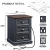 Sonkuki 21" Tall Nightstand with 3 Drawers, 18" Wide End Table with Charging Station, Small Dresser Chest for Bedroom - 2 of 4
