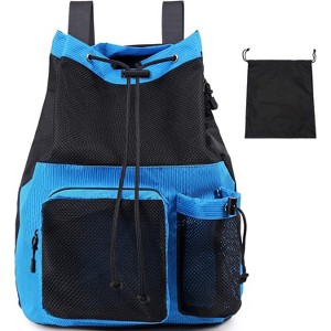 Mesh Drawstring Backpack with Shoe Bag, Durable String Sack with Handle for Gym, Beach, and Yoga Travel - 1 of 4