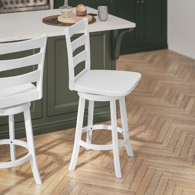 Antique White Wash Wooden Swivel Counter Height Barstool