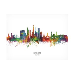 Trademark Fine Art Michael Tompsett 'Bogota Colombia Skyline Named' Canvas Art - 1 of 4