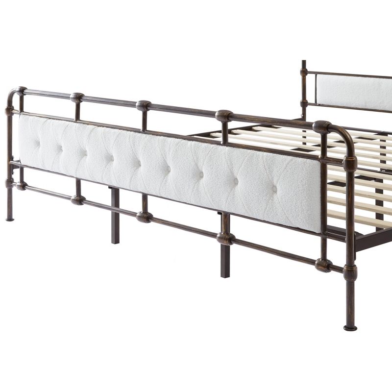 King/Queen Size Metal Platform Bed with Upholstered Headboard and Tail-ModernLuxe, 5 of 8
