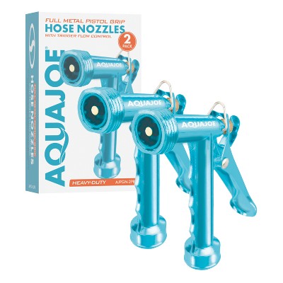 Aqua Joe AJPGN-2PK Full Metal Pistol Grip Hose Nozzle | 2-Pack.