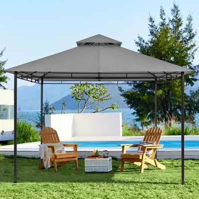 Gray Steel 11x11ft Water-Resistant Patio Gazebo