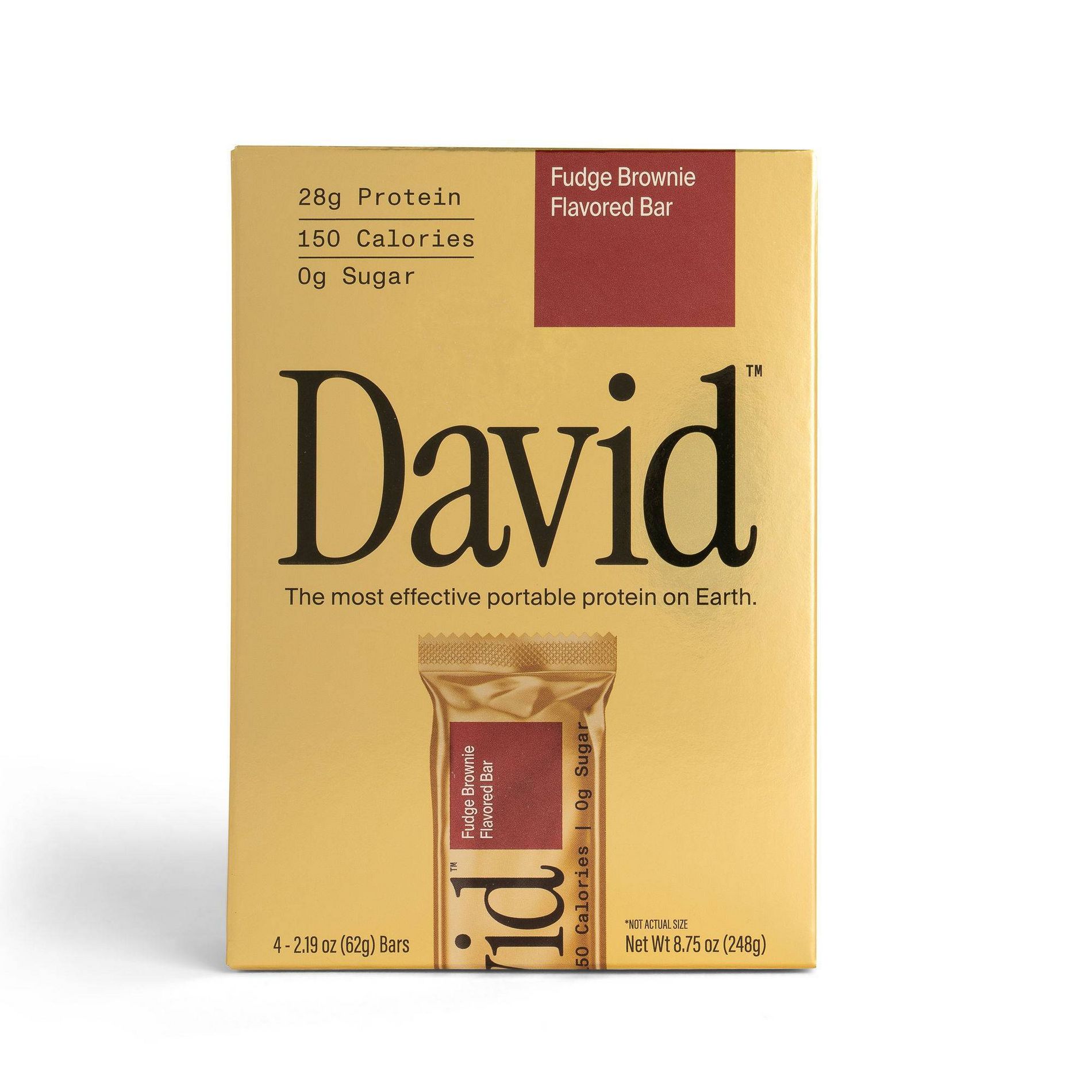 David Protein Fudge Brownie High Protein Bars - 28g Protein - 4ct