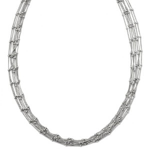 Black Bow Jewelry Seven Strand Beaded Curb Chain Necklace in Sterling Silver, 18 Inch - 1 of 4