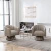 SEYNAR Mid-Century Swivel PU Leather Tufted Round Accent Barrel Chair set of 2 - 2 of 4