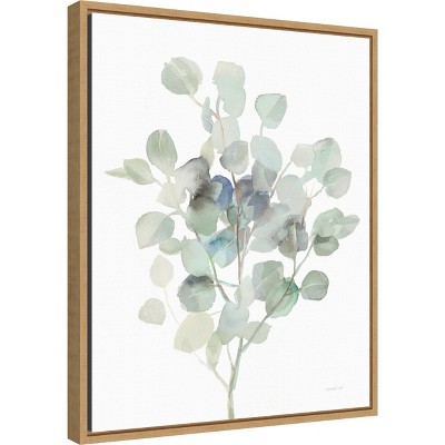 Sylvie Maple Framed Eucalyptus Canvas Wall Art 16 x 20 Inches