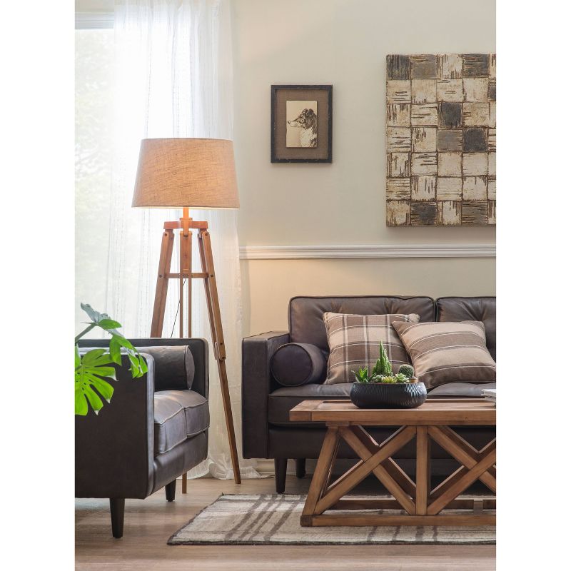 Mariner Tripod Style Wood Floor Lamp with Burlap Drum Shade Rust - Storied Home, 6 of 31