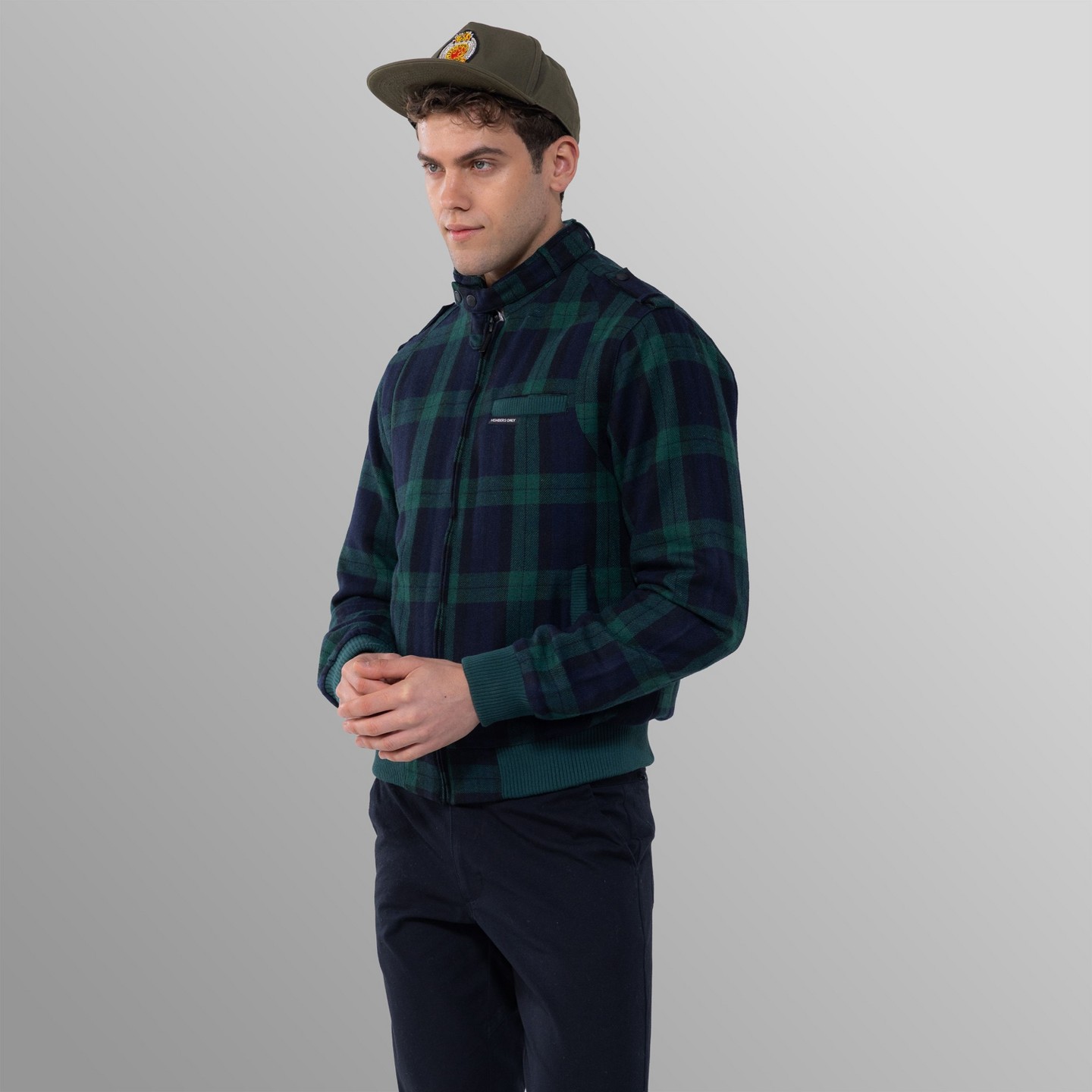 Мужская куртка Members Only Wool Iconic Racer Jacket - Green, цвет: Зелёный — фото 3