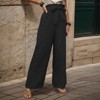 Womens Pants Elegant Bow Tie High Waist Wide Leg Dress Pants with Pockets - 2 of 3