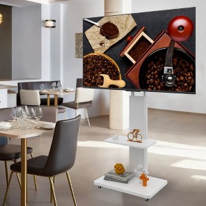 KWPZQEB Mobile TV Stand for 32-75 inches, Rolling TV Stand on Wheels, Portable TV Stand with Adjustable Shelf, Adjustable Media Shelf - 1 of 4