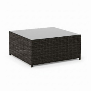 Covers & All Palisades 35 in Sq Coffee Table, Jacobean Flat Wicker w / Glass Top - 1 of 4