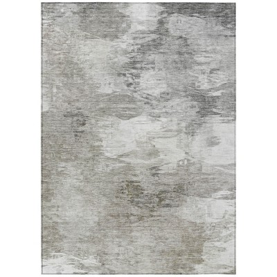 Beige Tan And Gray Abstract Washable Indoor Outdoor Area Rug