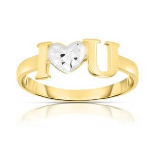 10k Yellow Gold Two-Tone I Love You Heart Women's Ring - 1 of 3