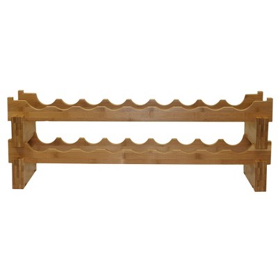Oceanstar Medium Wood 18-Bottle Stackable Bamboo Wine Rack
