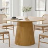 PexFix 46" Round Dining Table for 6 People Modern Pedestal Table with Fluted Cone Base & Wood MDF Top for Small Space Kitchen Dining Room Cafe Natural - 2 of 4