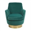 360° swivel upholstered armchair, comfortable reading chair for bedroom, with barrel design and gold stainless steel base - 3 of 4