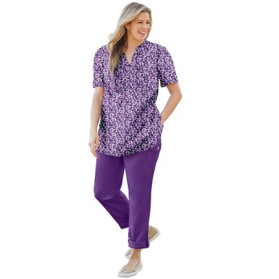 Woman Within Plus Size Pintucked Half-Button Tunic